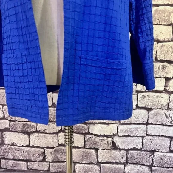 Chico's Blue No Close 3/4 Sleeve Fully Lined Jacket Size M - Picture 3 of 9